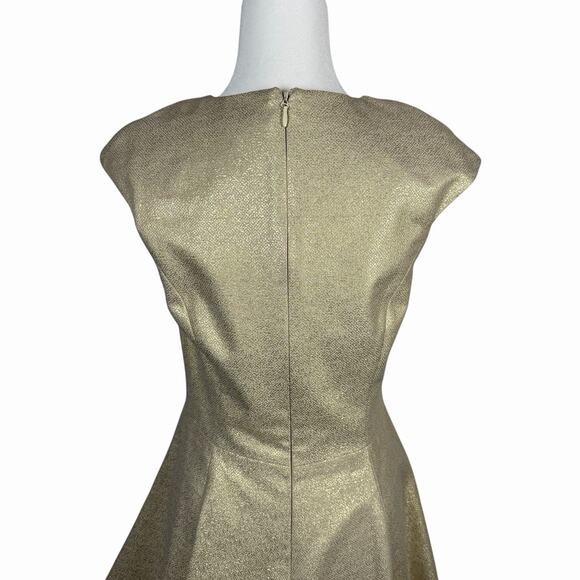 HALSTON Heritage Silk Gold Metallic Evening Gown Dress 6 Special Event Wedding - Picture 6 of 16